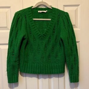 Anthropologie Astr Emerald V-Neck Sweater